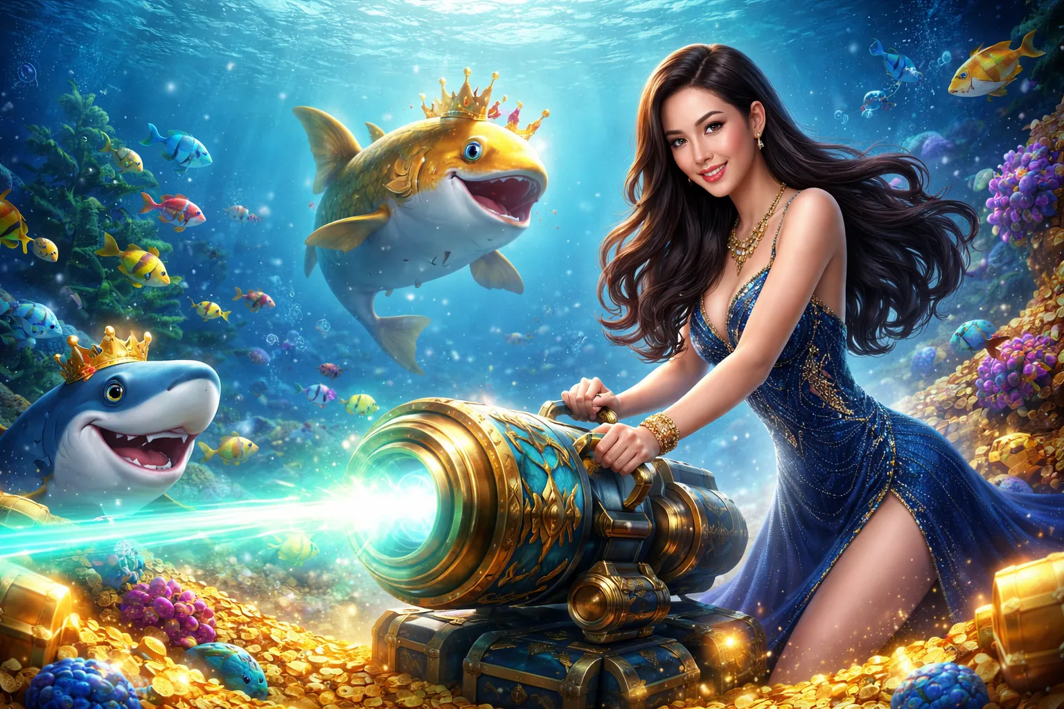 Hình ảnh game bắn cá boss88 với kho báu dưới đại dương